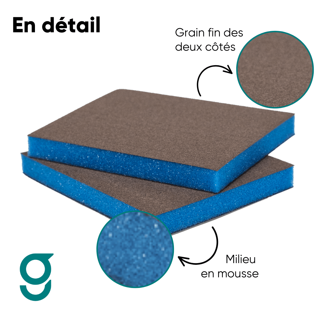Cale de ponçage et de finition double face avec mousse de la marque Geist. Vendu par lot de deux cales

